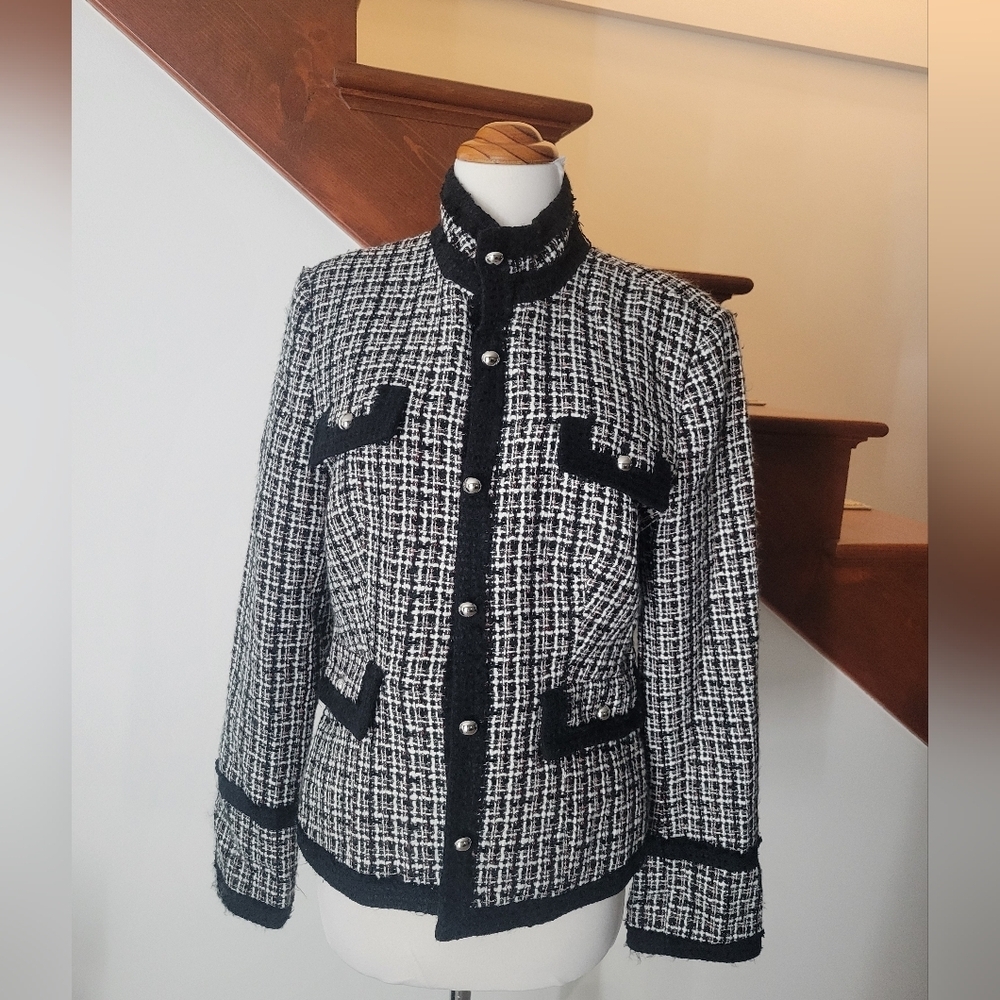 WHITE HOUSE‎ BLACK MARKET Silk Blend Tweed Jacket Size 8